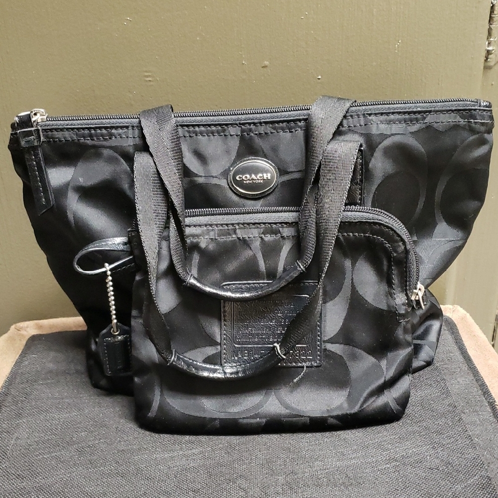 Coach Black Signature MiniTote Bag With Insert